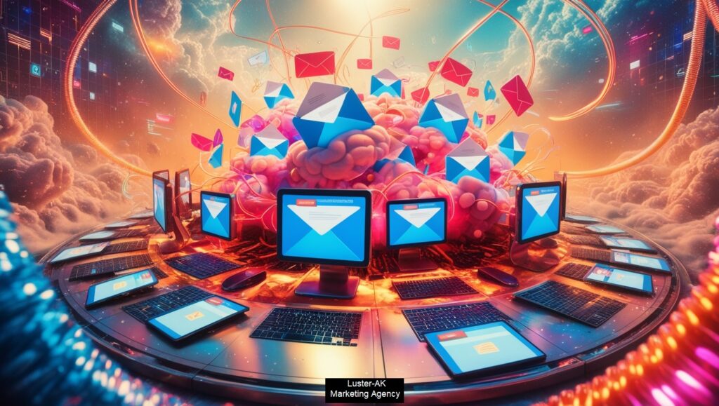 Graphic illustrating the benefits and strategies of email marketing, highlighting its effectiveness in customer acquisition and ROI.
